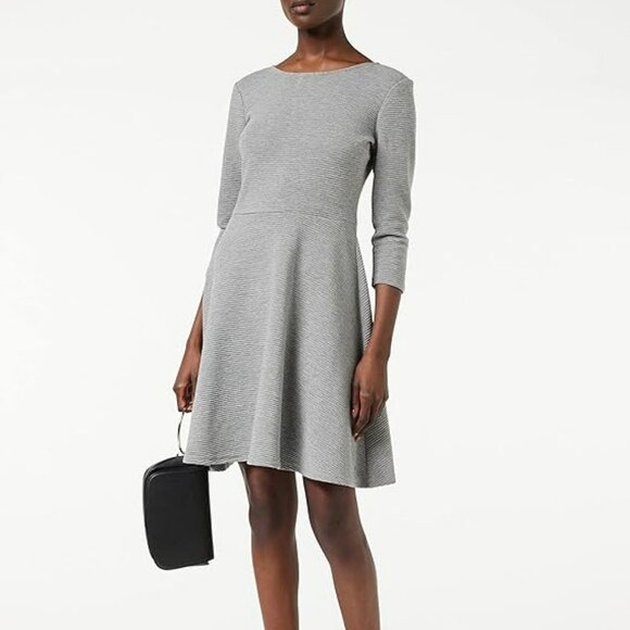 NEW! TOM TAILOR GREY RIBBED 3/4 SLEEVE DRESS SZ M - Picture 1 of 10